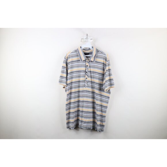 Express Other - Vintage Express Mens XL Distressed Rainbow Striped Knit Collared Polo Shirt